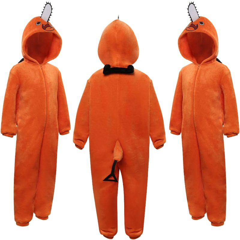 Pochita Cosplay Pajamas – Chainsaw Man Orange Sleepwear